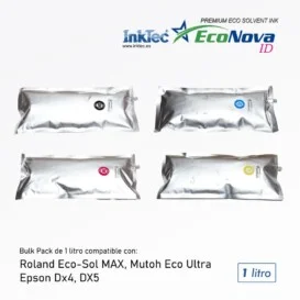 Sacos de 1 litro de tinta EcoNova ID para Roland Eco-Sol MAX, Mutoh Eco Ultra, Epson DX4/ DX5