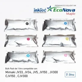 Tinta compatível com Mimaki SS21 e Mimaki BS4 - saco de 1 litro eco-solvente EcoNova MAPLE