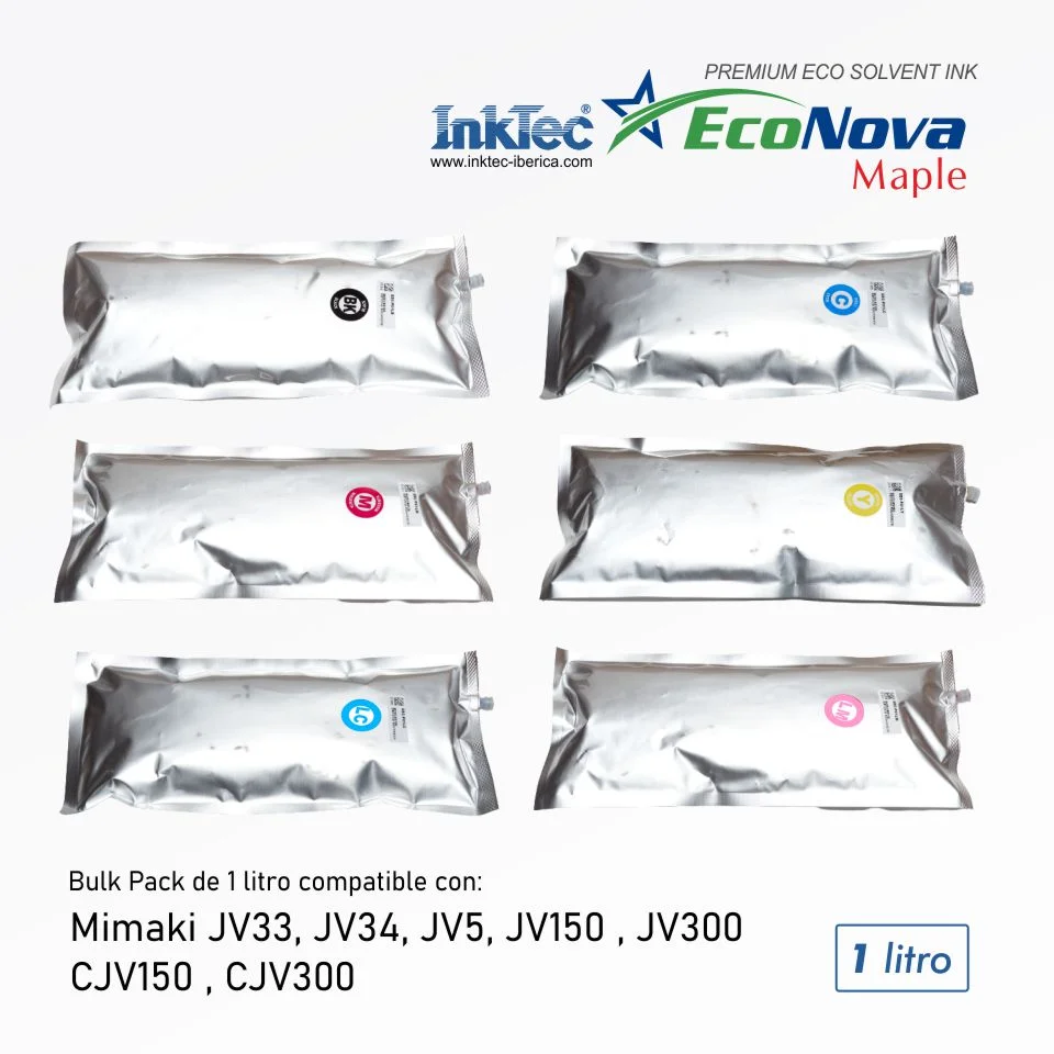 Tinta compatível com Mimaki SS21 e Mimaki BS4 - saco de 1 litro eco-solvente EcoNova MAPLE