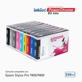 Cartucho compatível com Epson Stylus Pro 7800/9800, cartucho de tinta pigmentada EKI2 - 220ml