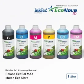 ESE, tinta eco-solvente para Roland EcoSol Max e Mutoh Eco Ultra (DX4/DX5) | EcoNova ID, garrafas de 1L
