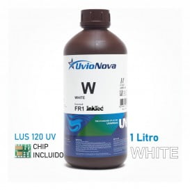 Tinta UV Mimaki LUS120 compatible, para Mimaki UCJV150, UCJV300, JFX500, JFX600, SIJ-320UV, UJF-3042, UJF-7151, UJV55 - Botella 1L + Chip - WH (Blanco)